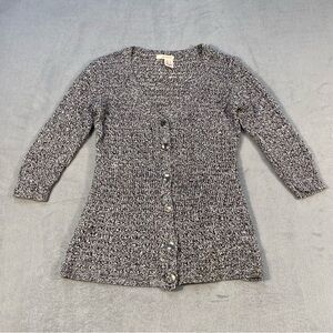 DKNY Jeans Women's Black and White Knit Cardigan Sweater, 3/4 Sleeves, size S